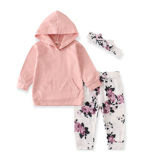 Floral 3 Piece Hoodie Set
