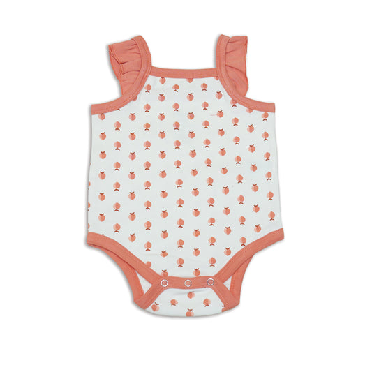 Organic Cotton Flutter Sleeve Onsie-Peachy Keen